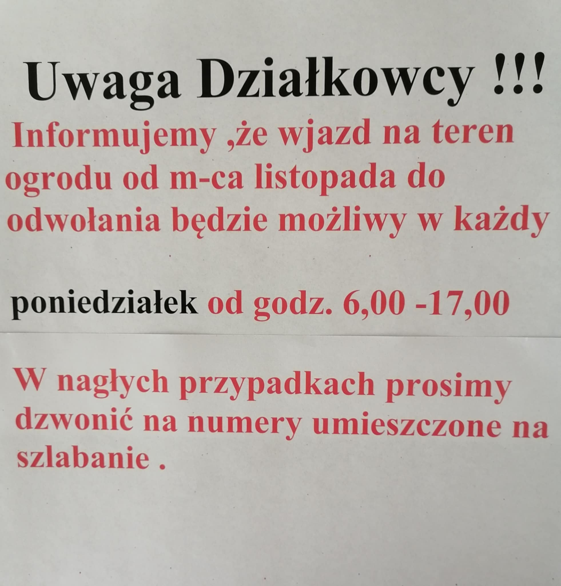 Wiazd na teren ogrodu w każdy poniedziałek od 6 do 17.